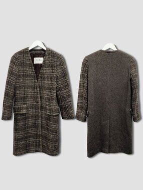 MAX MARA SFILATA BROWN MIX DUAL PANEL ALPACA WOOL COAT FW14